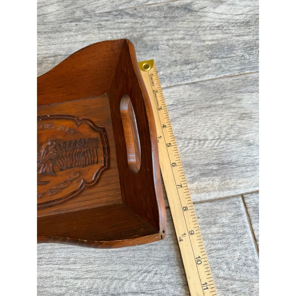Wood‎ Bread Tray Engraved Give Us This Day Daily Cape Craftsmen Harvest Vintage
